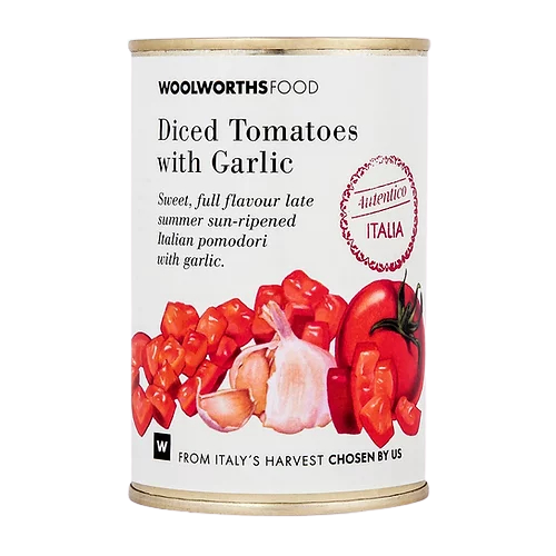 Woolworths food diced tomatoes with garlic
