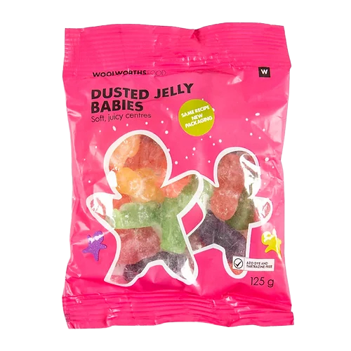 Woolworths food dusted jelly babies 125g
